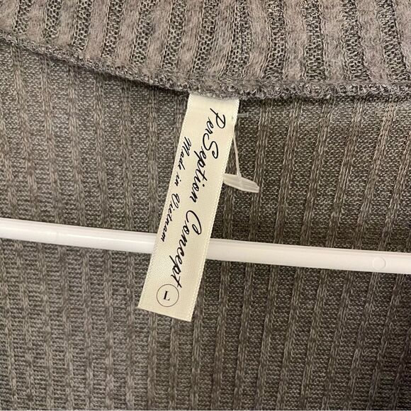 Knit Cardigan Womens Gray Open Front Sweater - Picture 4 of 7